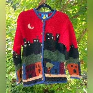 Chunky Vintage handcrafted button up WOOL sweater